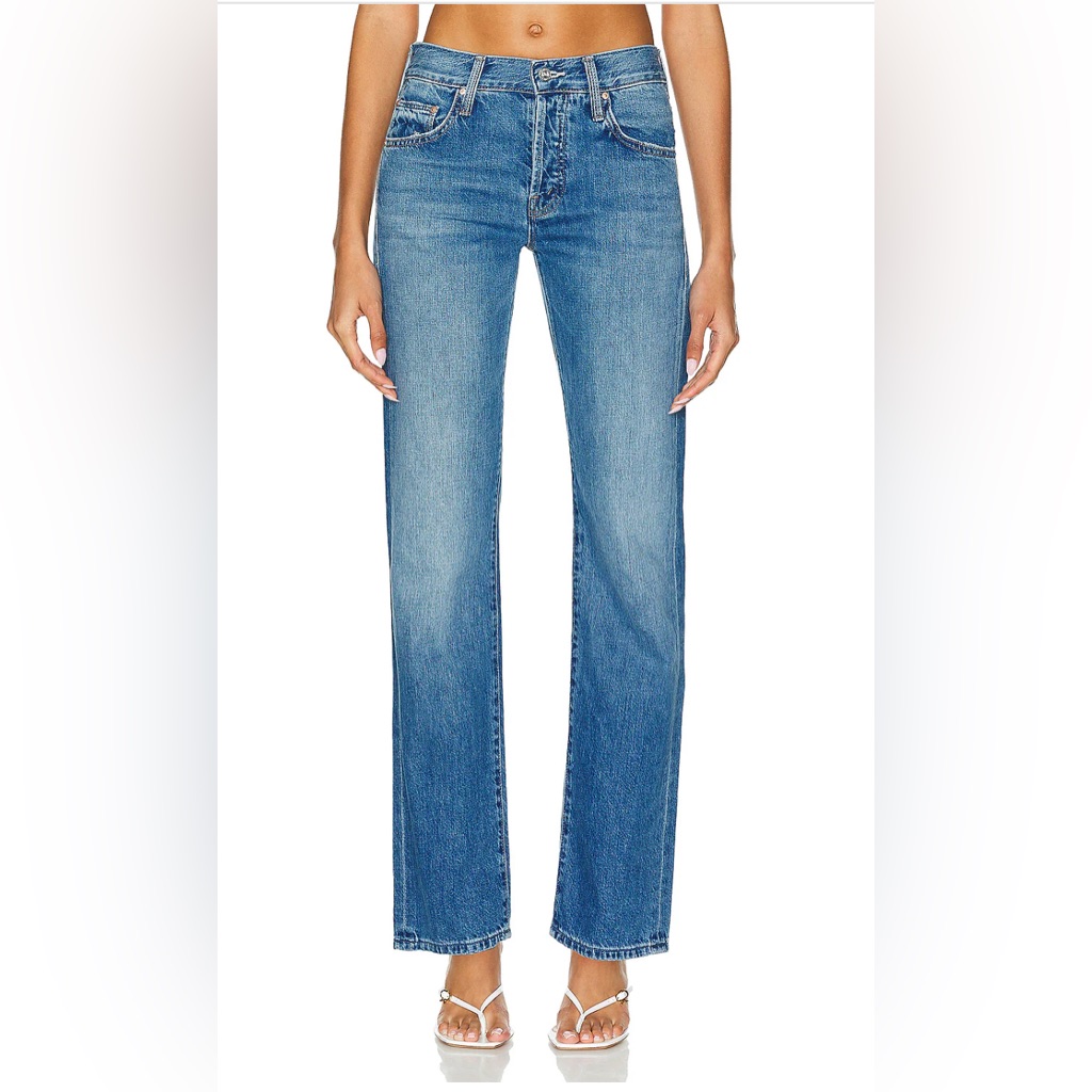 Mother Women Straight Leg Jeans In Medium Blue Wash